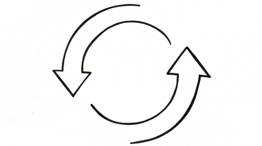 Zwei skizzierte Pfeile, die in einem Kreis angeordnet sind als Symbol für das Change Management
