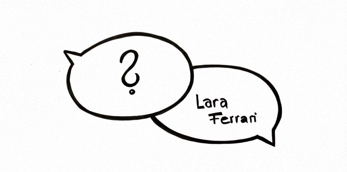 Zwei skizzierte Sprechblasen als Symbol für das Interview mit Lara Ferrari, Geschäftsführerin von prozessraum