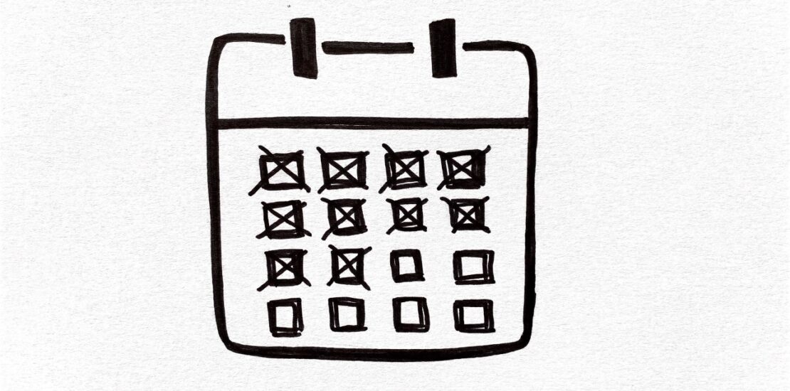 Skizziertes Kalender, an dem dieTage abgestrichen werden als Symbol für das Interview zum neuen Datenschutzgesetz, welches Anfang September in Kraft tritt.