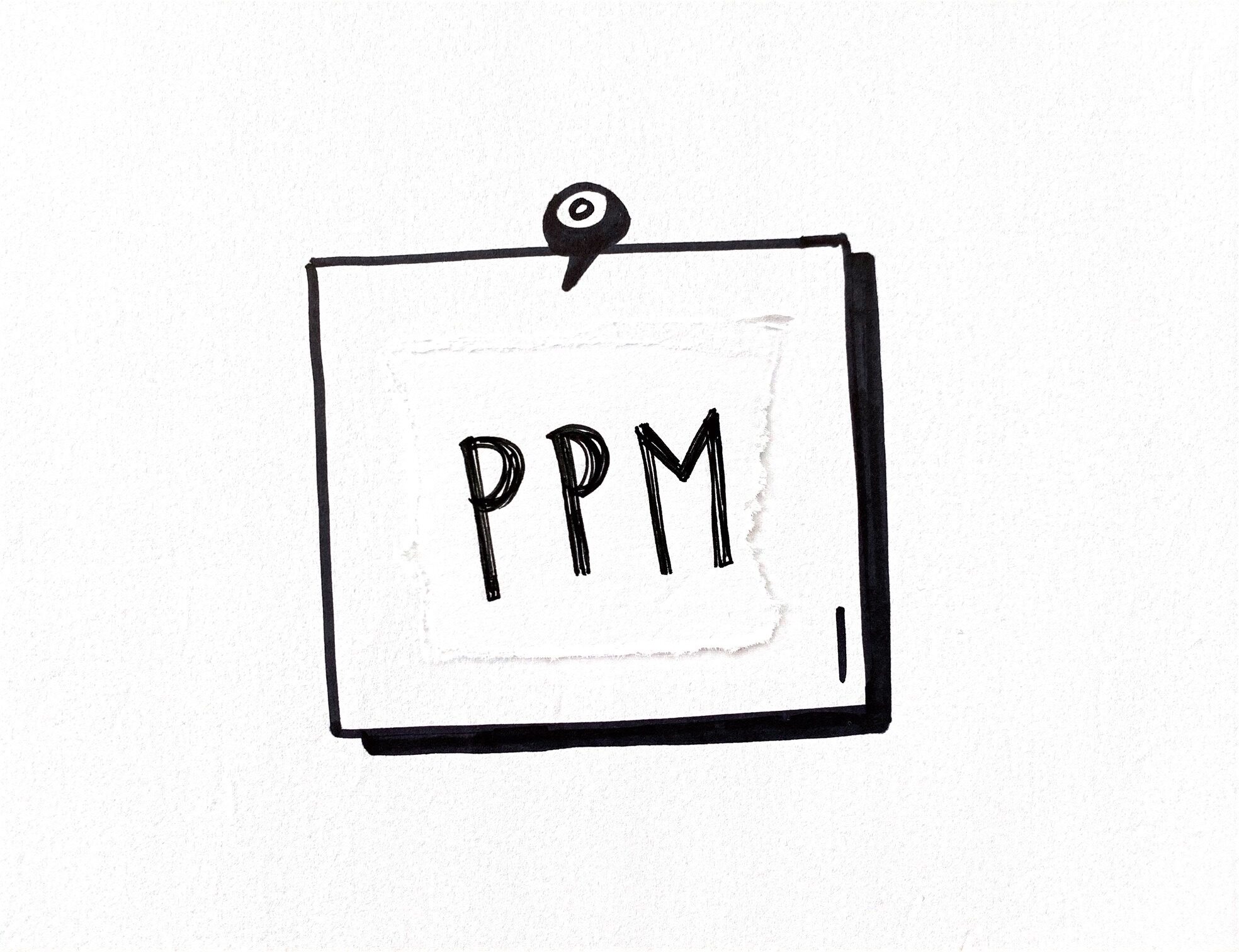Skizziertes Post-it mit der Abkürzung PPM als Symbol für Projektportfolio-Management